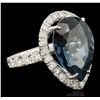 Image 2 : 14KT White Gold 15.46ct Topaz and Diamond Ring