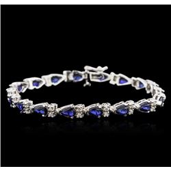 14KT White Gold 7.74ctw Sapphire and Diamond Bracelet