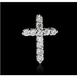 14KT White Gold 0.43ctw Diamond Cross Pendant