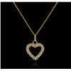 Image 1 : 14KT Yellow Gold 0.10ctw Diamond Heart Pendant With Chain