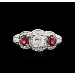 14KT White Gold 0.84ctw Ruby and Diamond Ring