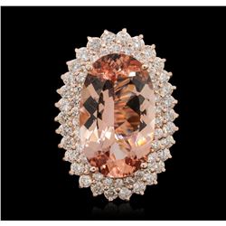 14KT Rose Gold 22.46ct Morganite and Diamond Ring