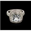 Image 1 : 4.15ct Aquamarine and Diamond Ring - 14KT White Gold