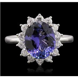 14KT White Gold 3.73ct Tanzanite and Diamond Ring