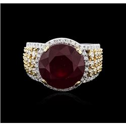 14KT Two-Tone Gold 9.57ct Ruby and Diamond Ring