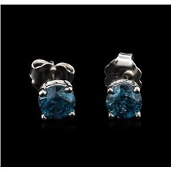 14KT White Gold 0.86ctw Fancy Blue Diamond Stud Earrings