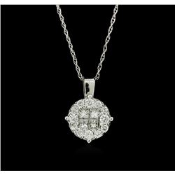 14KT White Gold 0.42ctw Diamond Pendant With Chain