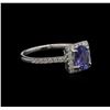 Image 2 : 0.78ct Tanzanite and Diamond Ring - 14KT White Gold