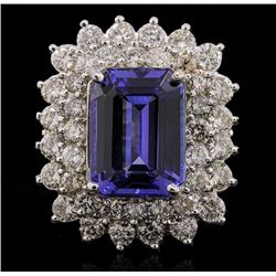 14KT White Gold 6.93ct Tanzanite and Diamond Ring