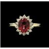 Image 1 : 2.11ct Pink Tourmaline and Diamond Ring - 14KT Yellow Gold