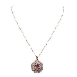 14KT Rose Gold 2.16ct Tourmaline and Diamond Pendant With Chain