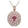 Image 2 : 14KT Rose Gold 2.16ct Tourmaline and Diamond Pendant With Chain