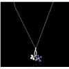 Image 1 : 14KT White Gold 4.80ctw Sapphire and Diamond Pendant With Chain