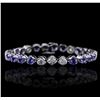 Image 1 : 14KT White Gold 9.20ctw Tanzanite and Diamond Bracelet
