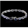 Image 2 : 14KT White Gold 14.00ctw Tanzanite and Diamond Bracelet