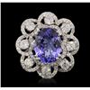 Image 1 : 14KT White Gold 3.23ct Tanzanite and Diamond Ring