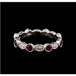 18KT White Gold 0.34ctw Ruby and Diamond Ring