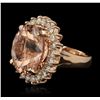 Image 2 : 14KT Rose Gold 18.02ct Morganite and Diamond Ring