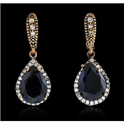 SILVER 21.12ctw Blue Crystal and Cubic Zirconia Earrings