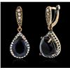 Image 2 : SILVER 21.12ctw Blue Crystal and Cubic Zirconia Earrings