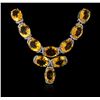 Image 2 : PLATED SILVER 120.54ctw Citrine and White Topaz Necklace