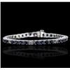 Image 1 : 14KT White Gold 7.04ctw Sapphire and Diamond Bracelet