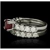 Image 2 : 14KT White Gold 1.62ct Ruby and Diamond Wedding Set