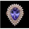 Image 1 : 14KT Rose Gold 6.32ct Tanzanite and Diamond Ring
