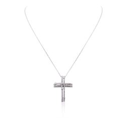 14KT White Gold 0.93ctw Diamond Cross Pendant With Chain