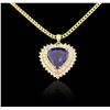 Image 1 : 14KT Yellow Gold 17.40ct GIA Cert Tanzanite and Diamond Pendant With Chain