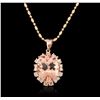 Image 1 : 14KT Rose Gold 16.44ct Morganite and Diamond Pendant With Chain