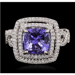 18KT White Gold 3.33ct Tanzanite and Diamond Ring