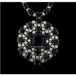 14KT White Gold 75.63ctw Sapphire and Diamond Necklace