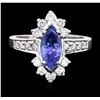 Image 1 : 14KT White Gold 1.34ct Tanzanite and Diamond Ring