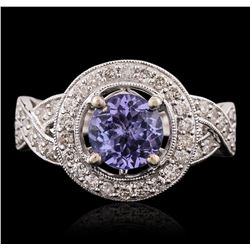 14KT White Gold 1.47ct Tanzanite and Diamond Ring