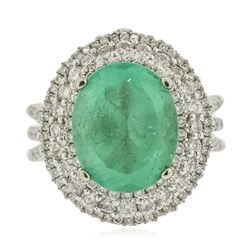 14KT Yellow Gold GIA Certified 5.60ct Emerald and Diamond Ring