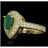 Image 2 : 14KT Yellow Gold 1.34ct Emerald and Diamond Ring