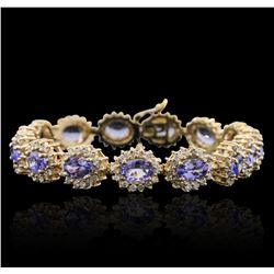 14KT Yellow Gold 9.45ctw Tanzanite and Diamond Bracelet