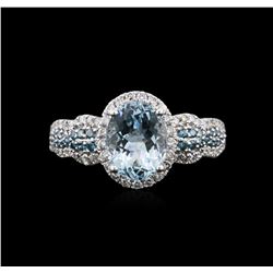 14KT White Gold 1.75ct Aquamarine and Diamond Ring