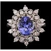 Image 1 : 14KT White Gold 3.57ct Tanzanite and Diamond Ring