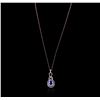 Image 2 : 14KT Two-Tone Gold 3.34ct Tanzanite and Diamond Pendant With Chain