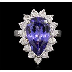 14KT White Gold 5.38ct Tanzanite and Diamond Ring