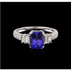 14KT White Gold 1.28ct Tanzanite and Diamond Ring