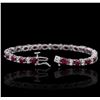 Image 3 : 14KT White Gold 7.35ctw Ruby and Diamond Bracelet