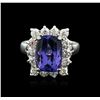 Image 1 : 14KT White Gold 3.90ct Tanzanite and Diamond Ring
