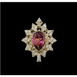 14KT Yellow Gold 3.57ct Tourmaline and Diamond Ring