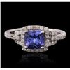 Image 1 : 14KT White Gold 1.28ct Tanzanite and Diamond Ring