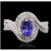 Image 1 : 14KT White Gold 1.03ct Tanzanite and Diamond Ring