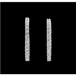 1.64ctw Diamond Hoop Earrings - 14KT White Gold