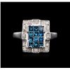Image 1 : 14KT White Gold 0.94ctw Blue Diamond Ring
